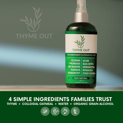 Thyme Out All Natural Eczema Treatment & Anti-Itch Spray | Acne, Psoriasis & More (4oz)