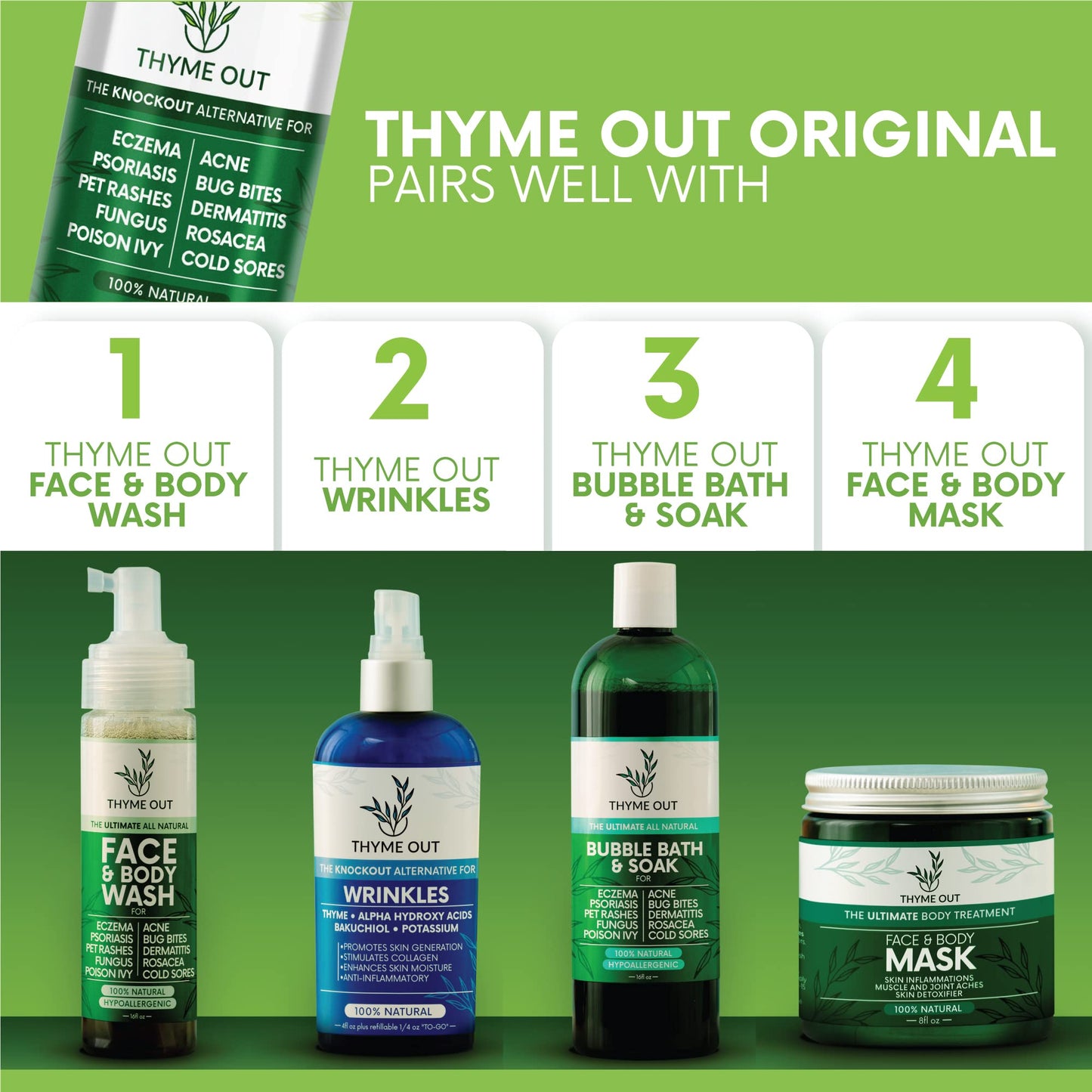 Thyme Out All Natural Eczema Treatment & Anti-Itch Spray | Acne, Psoriasis & More (4oz)