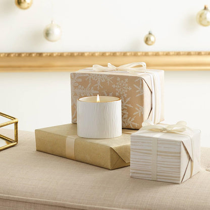 Thymes Frasier Fir Candle – Gilded Collection | Wood Grain Ceramic, 24K Gold Rim, 6 oz Petite