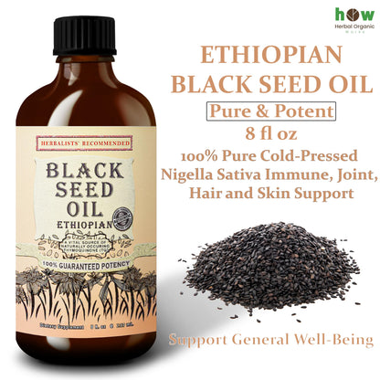 Black Seed Oil 8 oz – Cold Pressed Ethiopian Nigella Sativa (3X Thymoquinone) in Glass