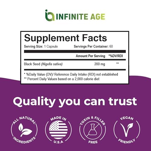 Infinite Age Black Seed Oil Extract Capsules, 60 Count | Nigella Sativa