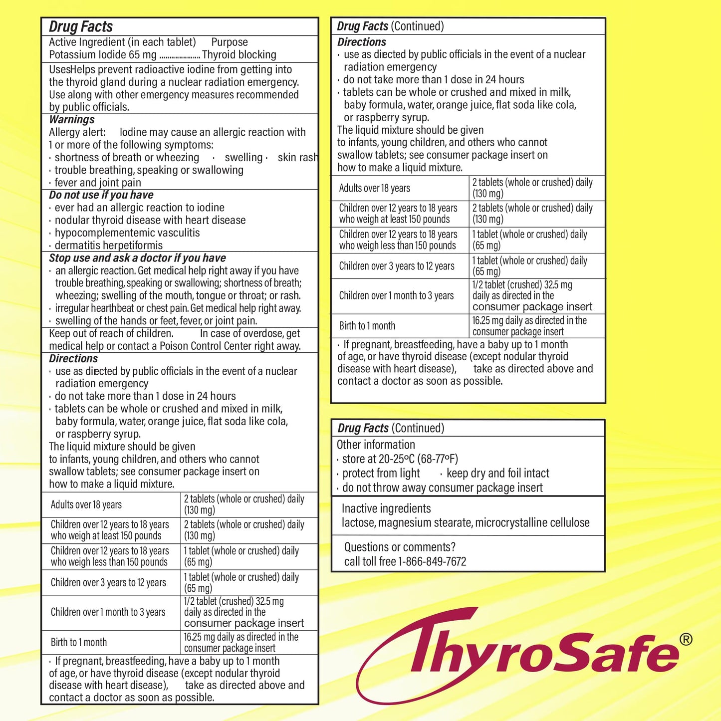 THYROSAFE 65mg Potassium Iodide Tablets (240 Pack) – Supports Thyroid Readiness During Radiation Incidents