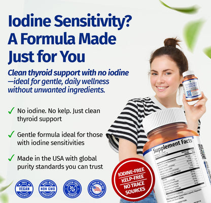 1 Body Thyroid Support Iodine-Free Supplement (60 Count) - Pack of 1