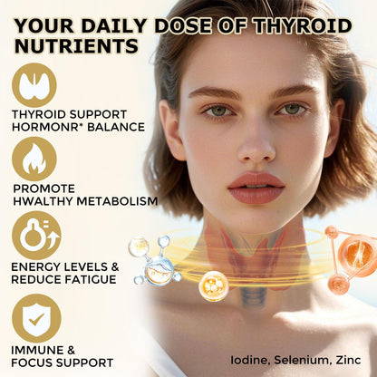 Thyroid Support Liquid Drops for Women | Iodine, Selenium, Zinc, L-Tyrosine & Ashwagandha | Metabolism, Hormone Balance & Immune Support | 60ml