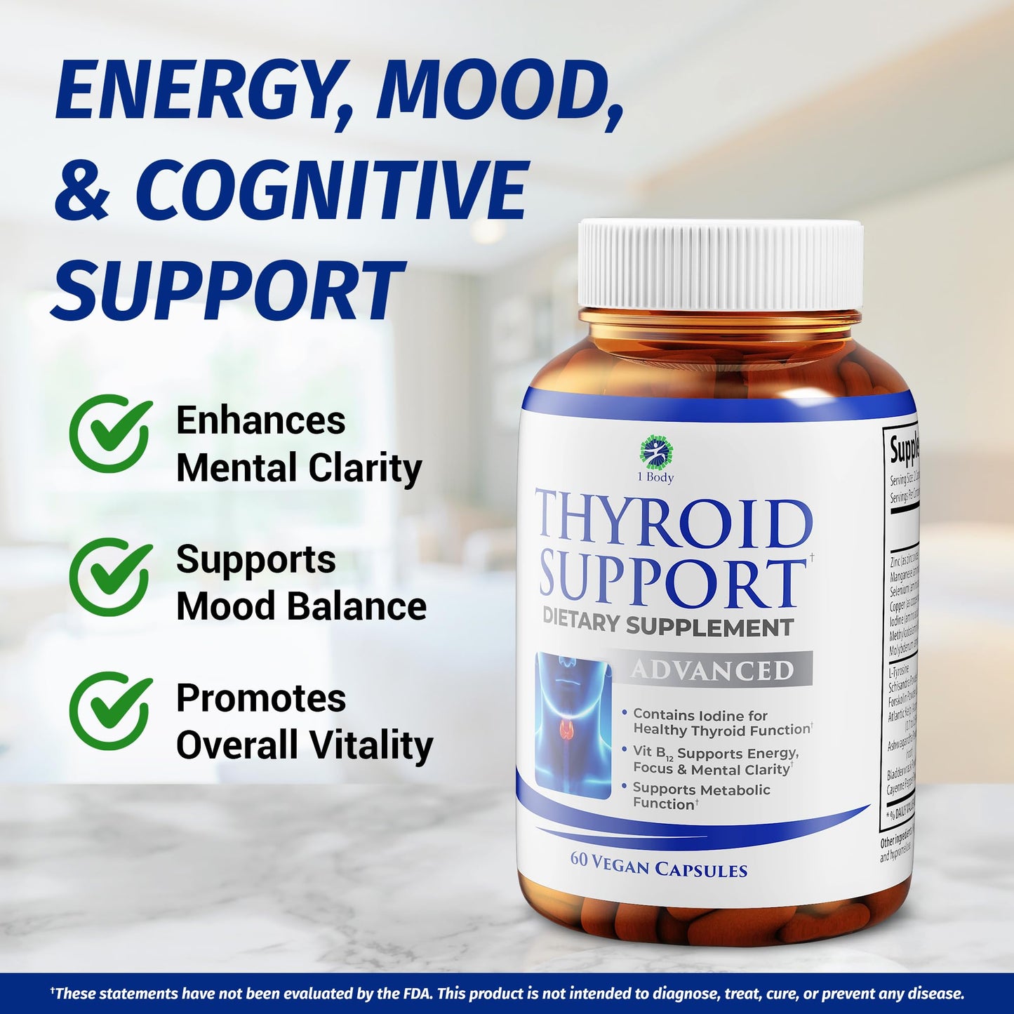 Thyroid Support Supplement - 30 Day Supply | Energy, Focus & Clarity