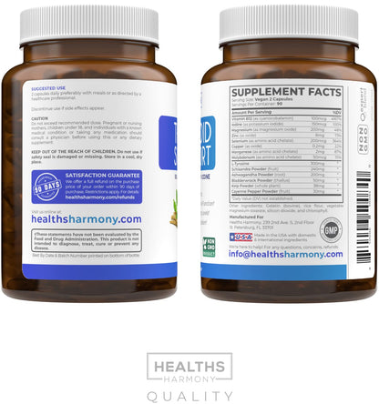 Thyroid Support with Iodine - 180 Capsules (Non-GMO) – 90 Day Supply