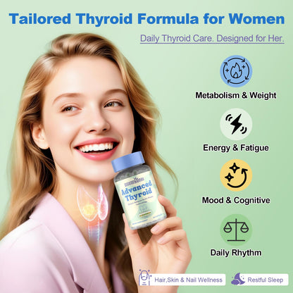Thyroid Support for Women – 120 Capsules | ThyroSynth™ & GutThyro Probiotics