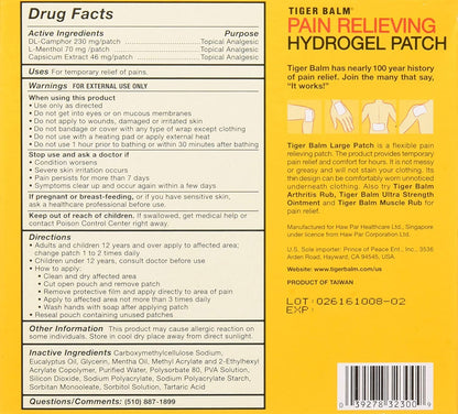 Tiger Balm Pain Relieving Patch – Large, Pack of 2 (8 Patches)