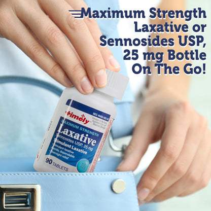TIME-CAP LABS Timely Max Laxatives - 90 Maximum Strength Tablets, 25mg Sennosides, Occasional Constipation Relief