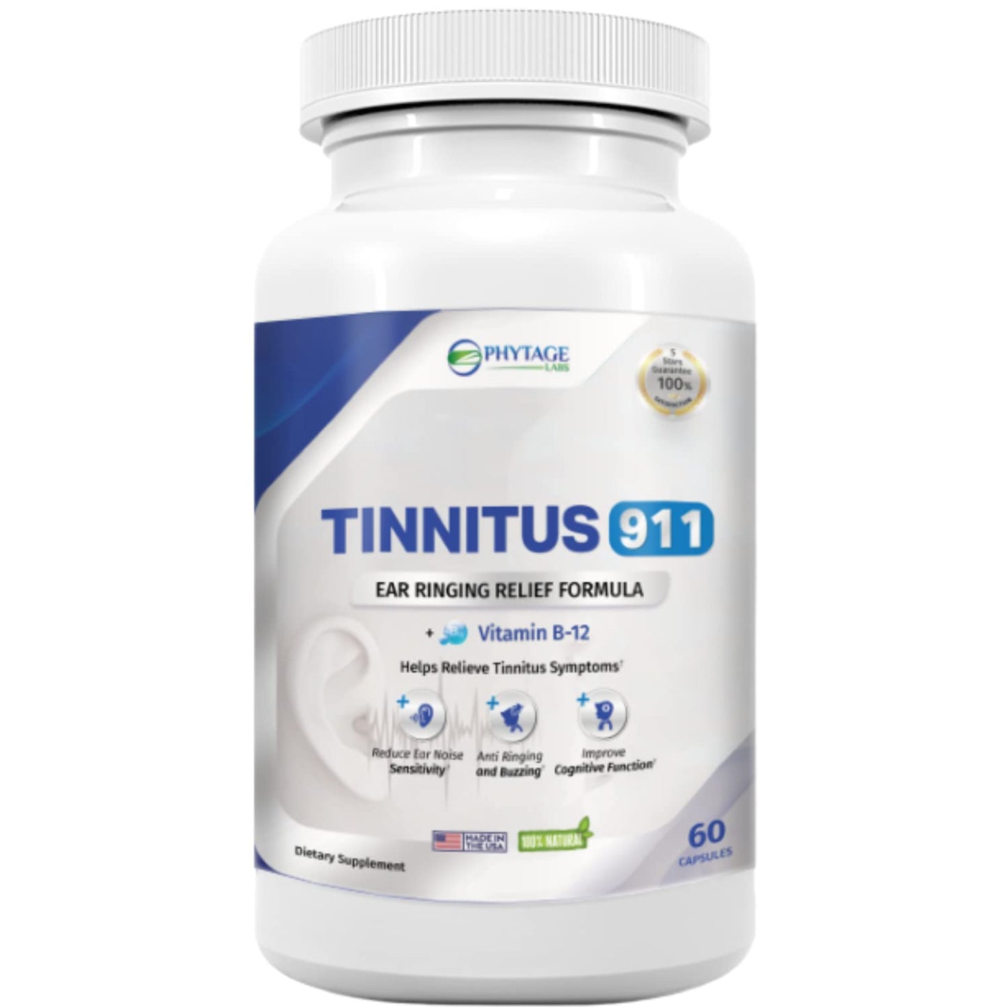 Tinnitus 911 — All-Natural Tinnitus Relief Supplement for Ringing, Hissing, and Buzzing