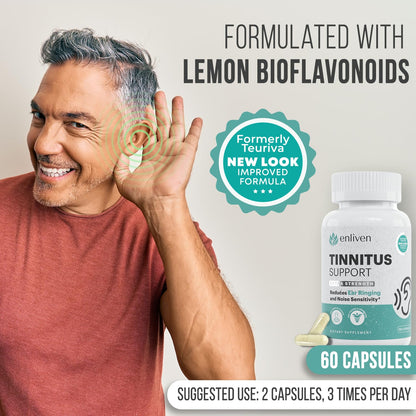 Tinnitus Relief Pills – Extra Strength with Flavonoids, B12 & Inositol | 60 Caplets