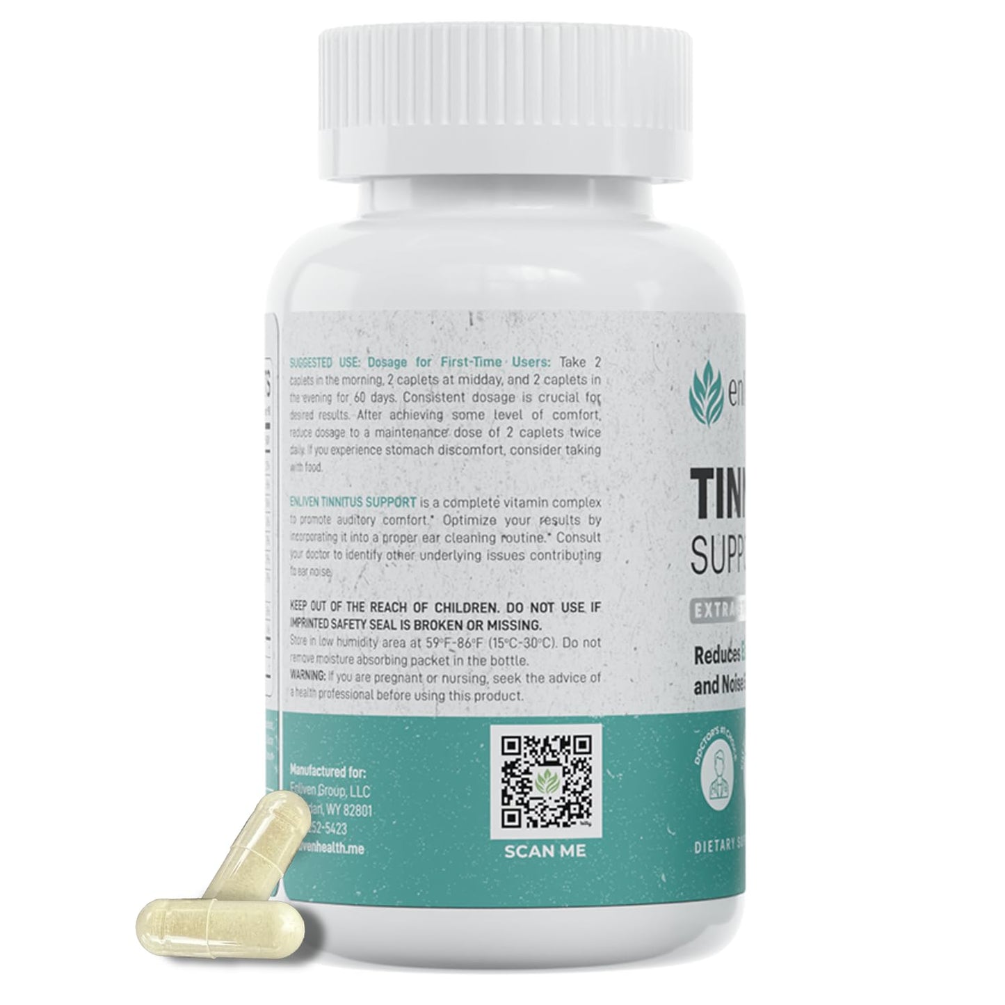 Tinnitus Relief Pills – Extra Strength with Flavonoids, B12 & Inositol | 60 Caplets