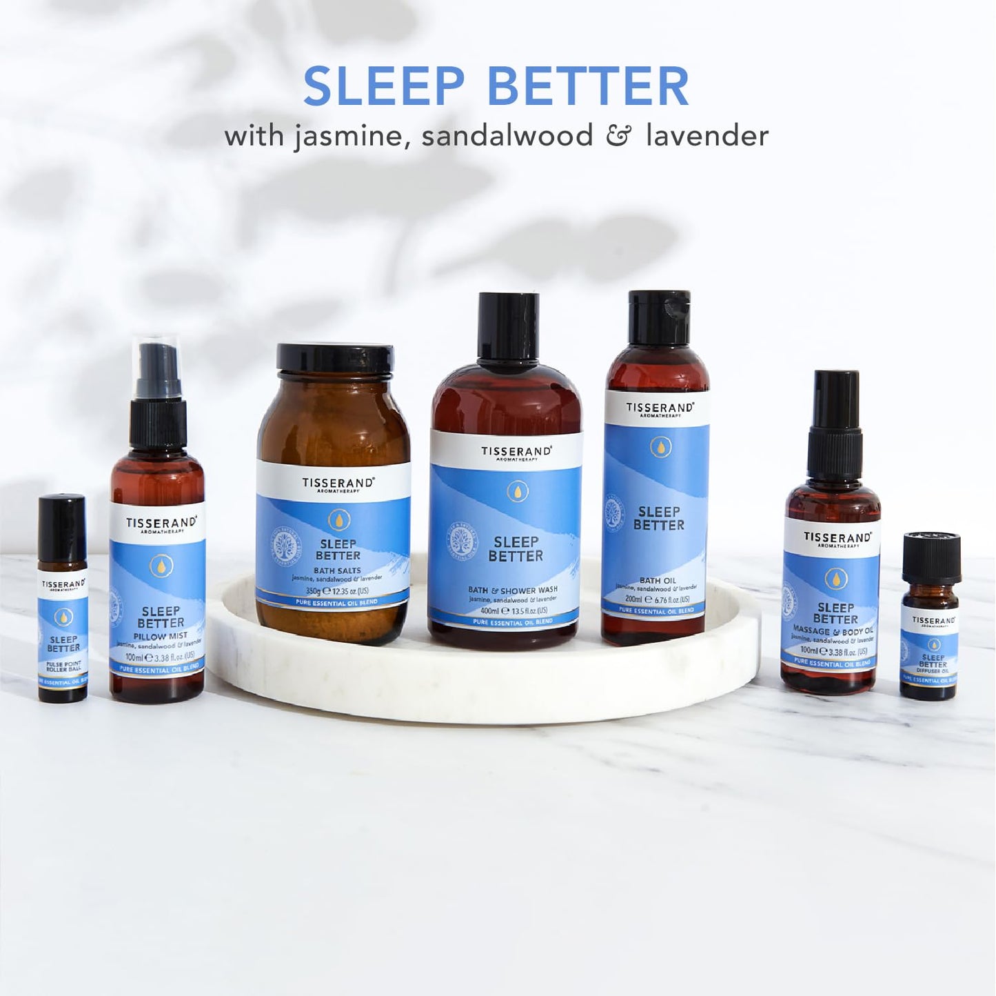 Tisserand Sleep Pillow Mist – 100% Pure Essential Oils (Lavender, Jasmine, Sandalwood) 3.38 fl oz