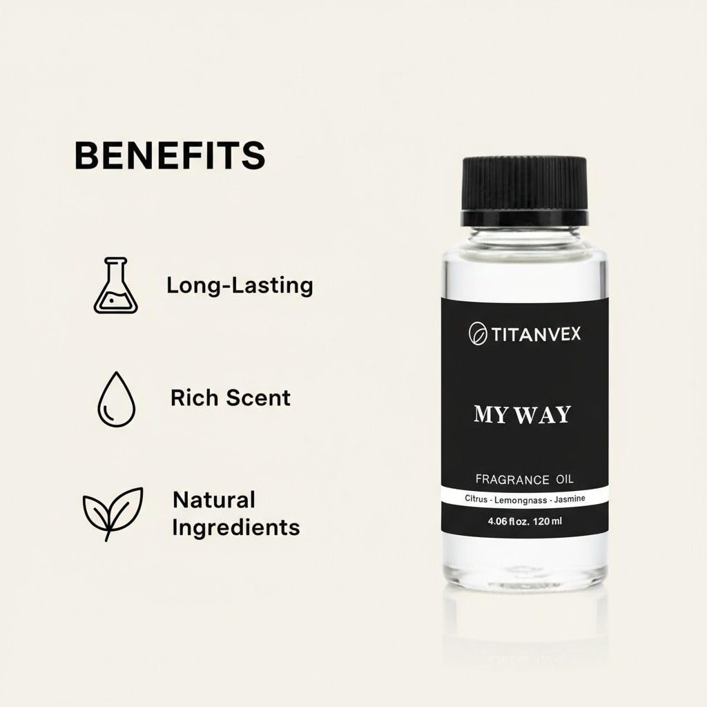TitanVex Luxury Waterless Diffuser Oil – Sandalwood, Virginia Cedar & Iris | Hotel Collection Inspired | 4.06 Fl Oz