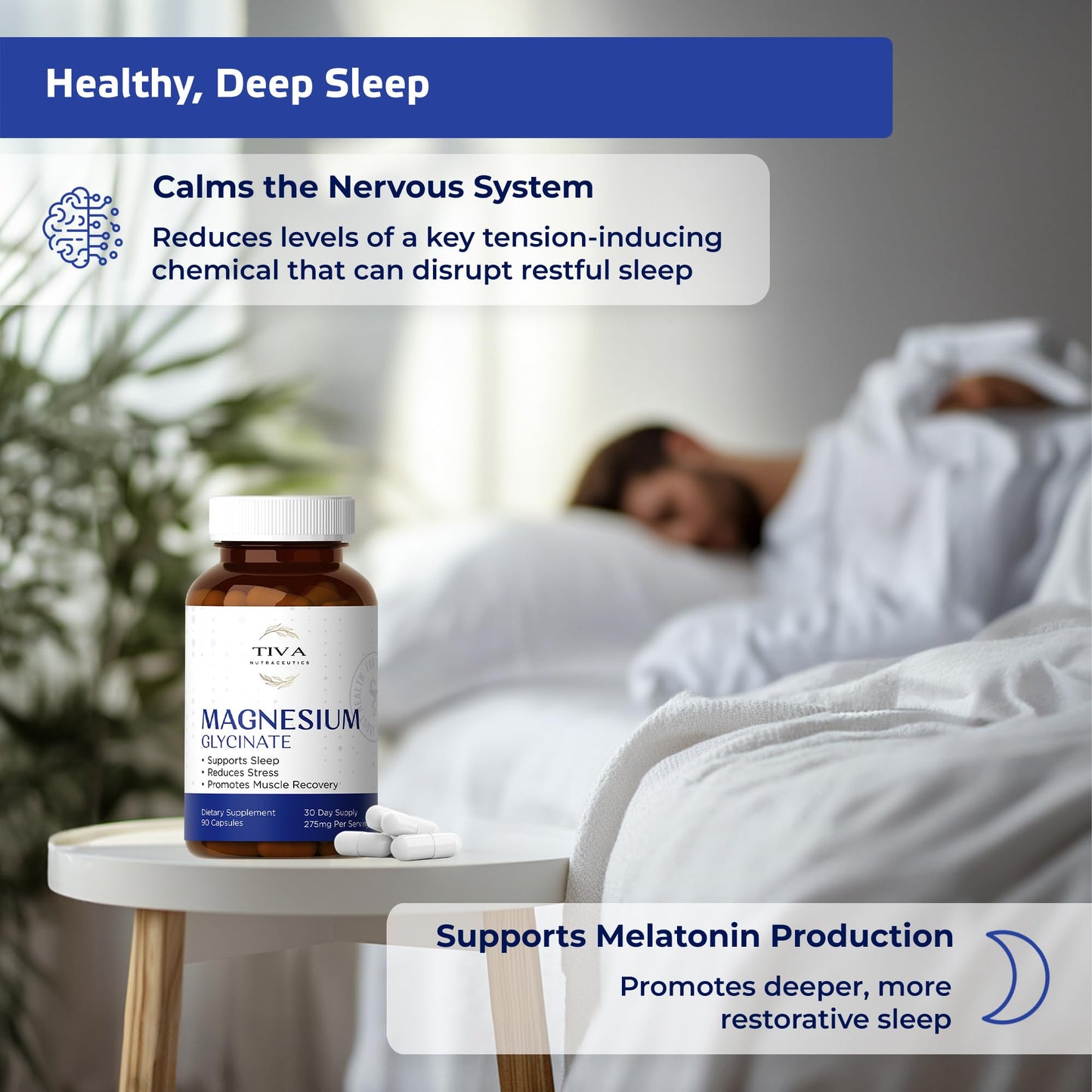 TIVA Nutraceutics Magnesium Glycinate – Gentle, High-Absorption for Sleep & Heart Health | 90 Capsules