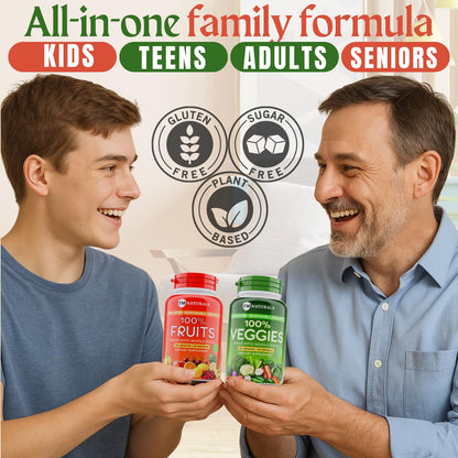 TM NATURALS Fruit & Veggies Supplement – 2x90 Count for Men & Women