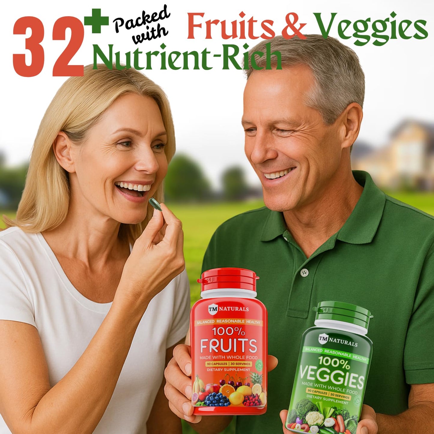 TM NATURALS Fruit & Veggies Supplement – 2x90 Count for Men & Women