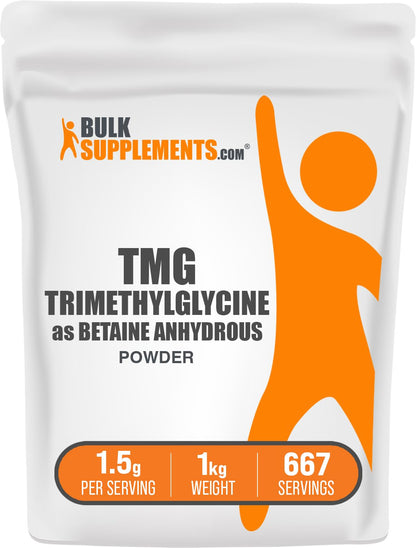 BulkSupplements TMG Powder - Trimethylglycine Betaine Anhydrous 1.5 g Serving, 1 kg