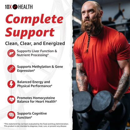 10X Health TMG Supplements - Liver Support, Heart Wellness, Energy | Non-GMO & Gluten-Free - 60 Capsules
