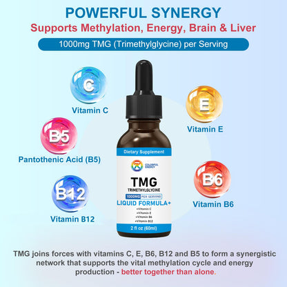 7c TMG 1000mg Liquid Drops – Methylation Support, Vegan & Non-GMO