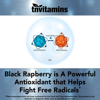 TNVitamins Black Raspberry Capsules 850mg - 180 Capsules (Pack of 2) | 3 Month Supply | Powerful Antioxidant