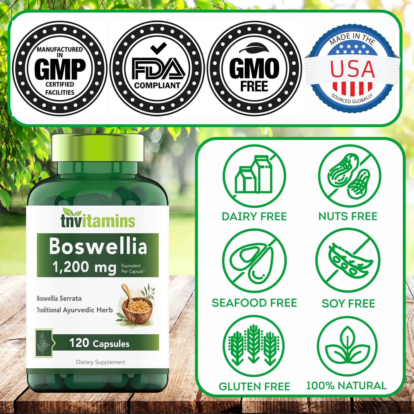 Boswellia Serrata 1200 MG Capsules | Joint Support | Frankincense (Pack of 2)