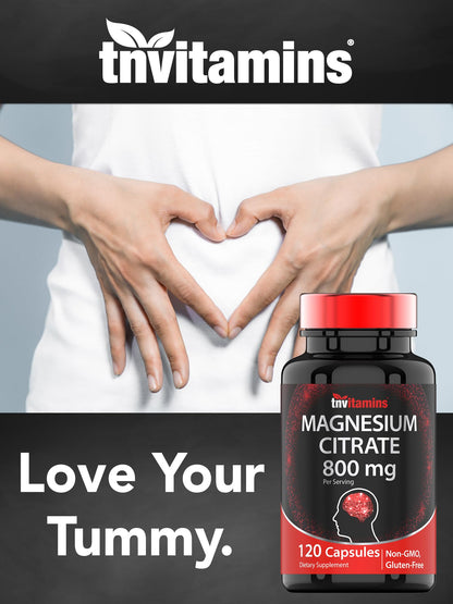 TNVitamins Magnesium Citrate 800mg - 240 Capsules (Pack of 2) | 2-Month Supply | Made in USA