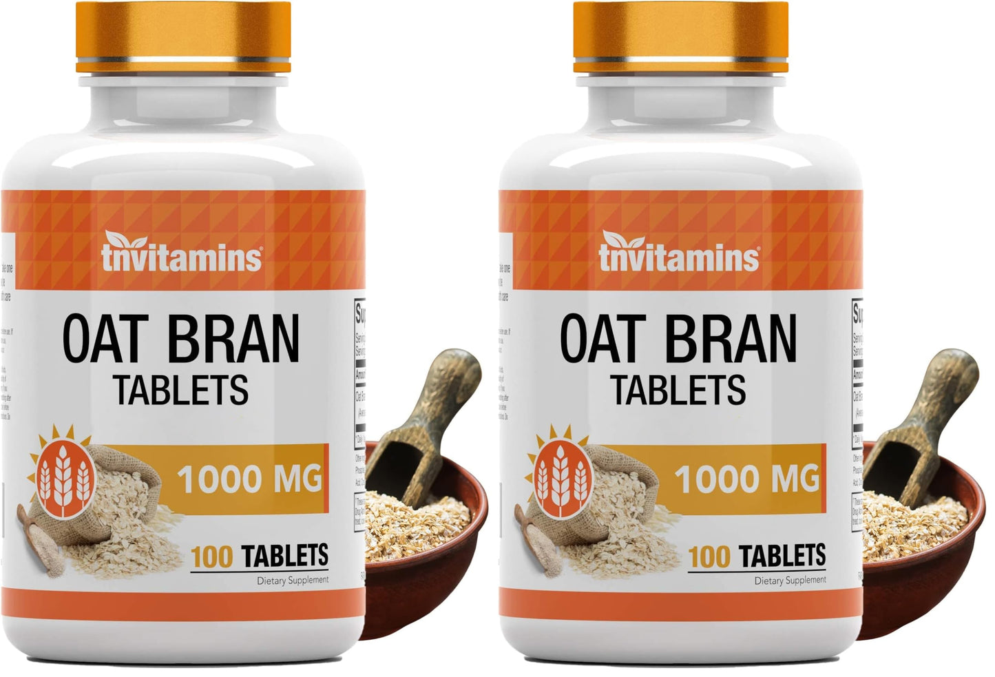 tnvitamins Oat Bran Tablets – 100 Tablets x 1,000 mg | Oat Fiber Supplement for Digestive Health | High Potency Formula (Pack of 2)