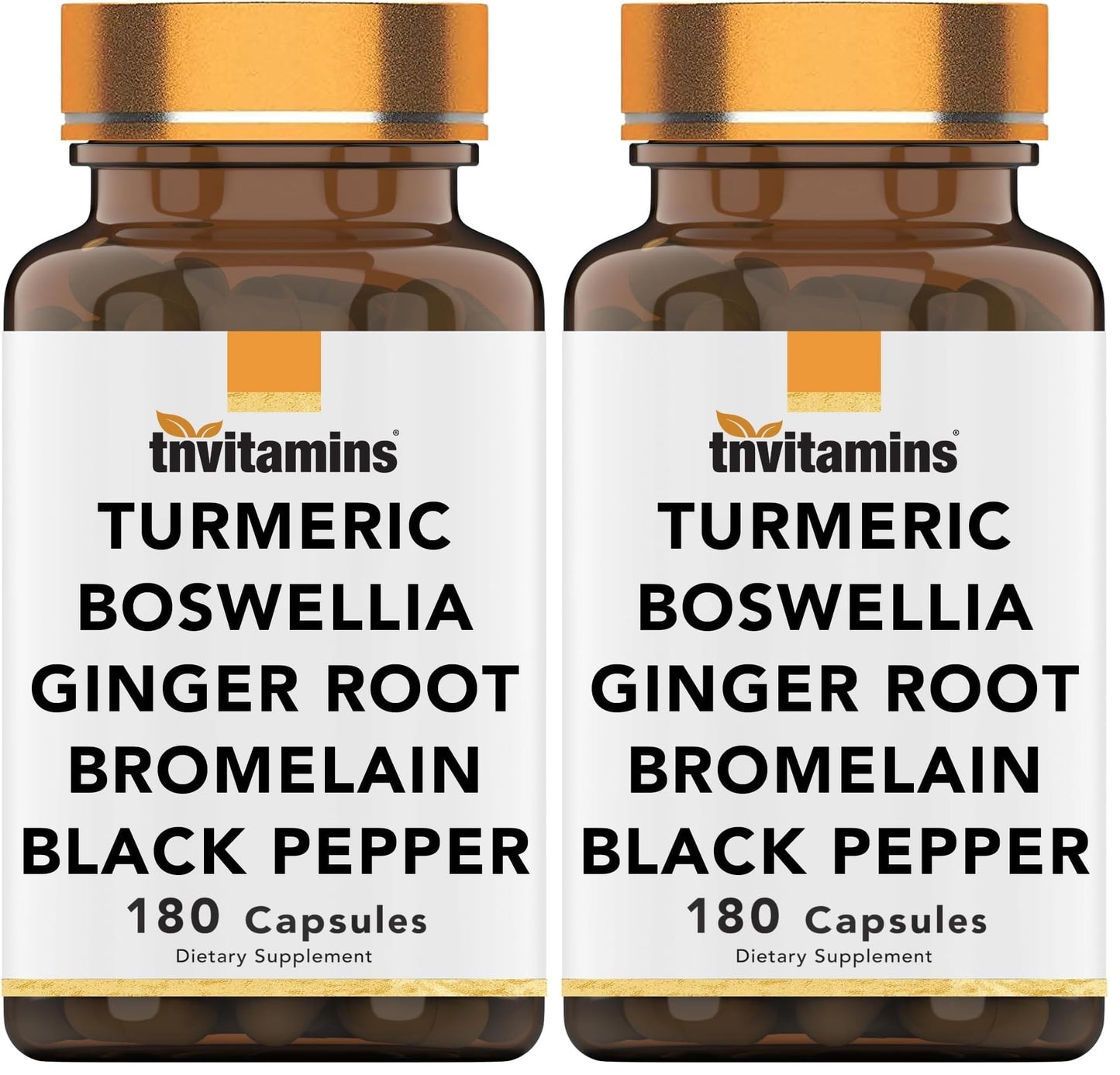 tnvitamins Turmeric & Boswellia Complex (180 Capsules) – Ginger Root, Bromelain & Black Pepper | Joint-Ease Formula | USA Made (Pack of 2)