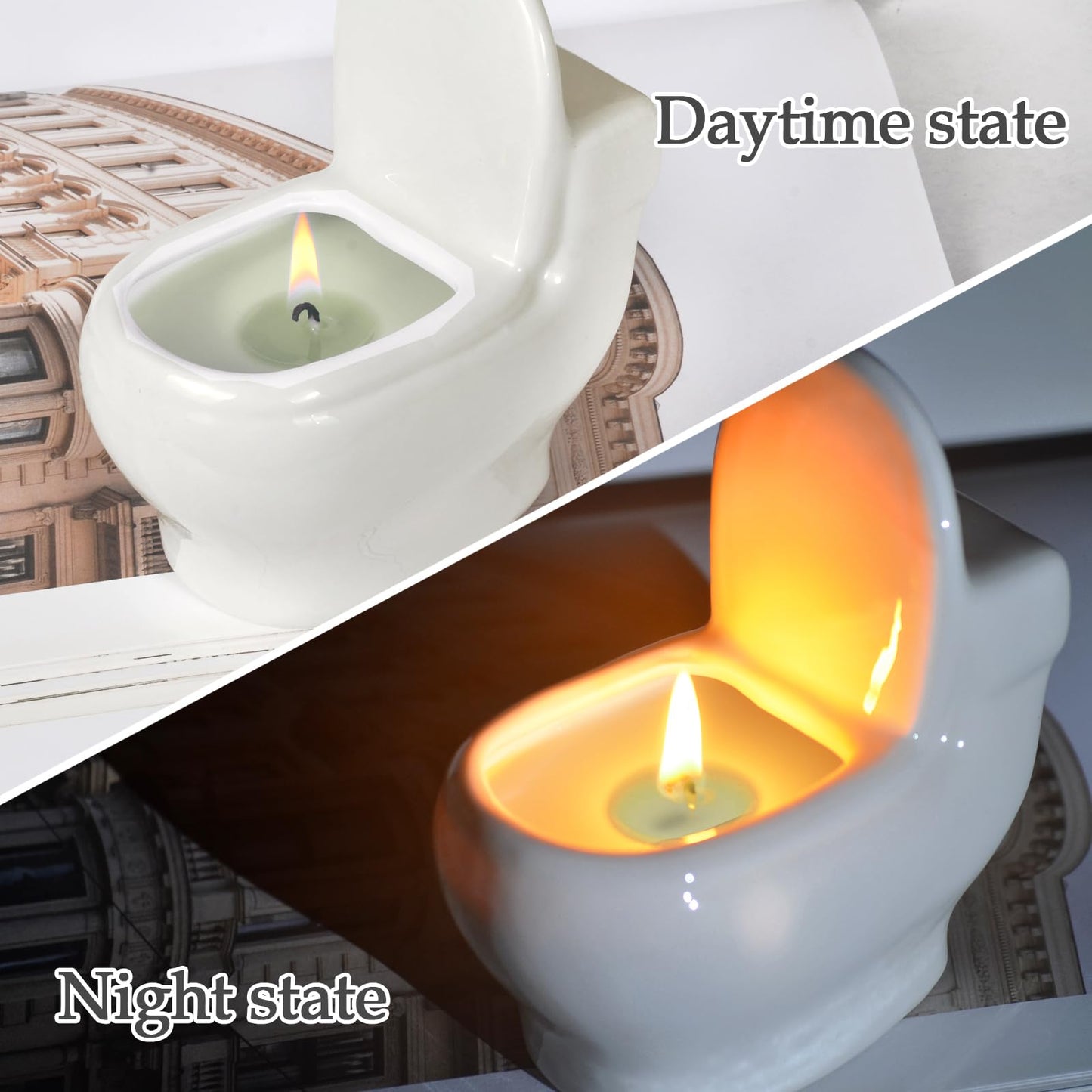Toilet Shaped Scented Candles – Funny Gag Gift, Lemon Fragrance, 6oz, 42+ Hours