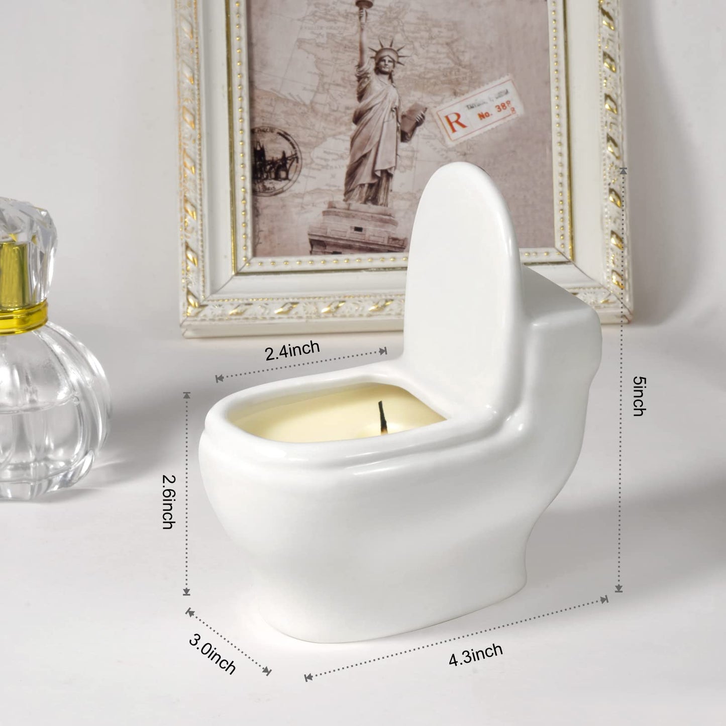 Toilet Shaped Scented Candles – Funny Gag Gift, Lemon Fragrance, 6oz, 42+ Hours