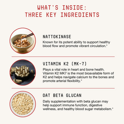 Toku Flow, Functional Daily Powder with 10,800 FU Soy-Free Nattokinase, Vitamin K2 MK7 & Oat Beta Glucan, Plant-Based Formula, Chocolate Flavor, 30 Packets