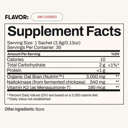 Toku Flow, Functional Daily Powder with 10,800 FU Soy-Free Nattokinase, Vitamin K2 MK7 & Oat Beta Glucan, Plant-Based Formula, Chocolate Flavor, 30 Packets