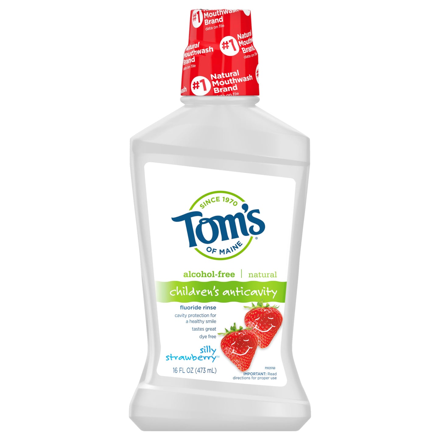 Tom's of Maine Children's Anticavity Fluoride Rinse Mouthwash – Silly Strawberry, 16 oz, 3-Pack