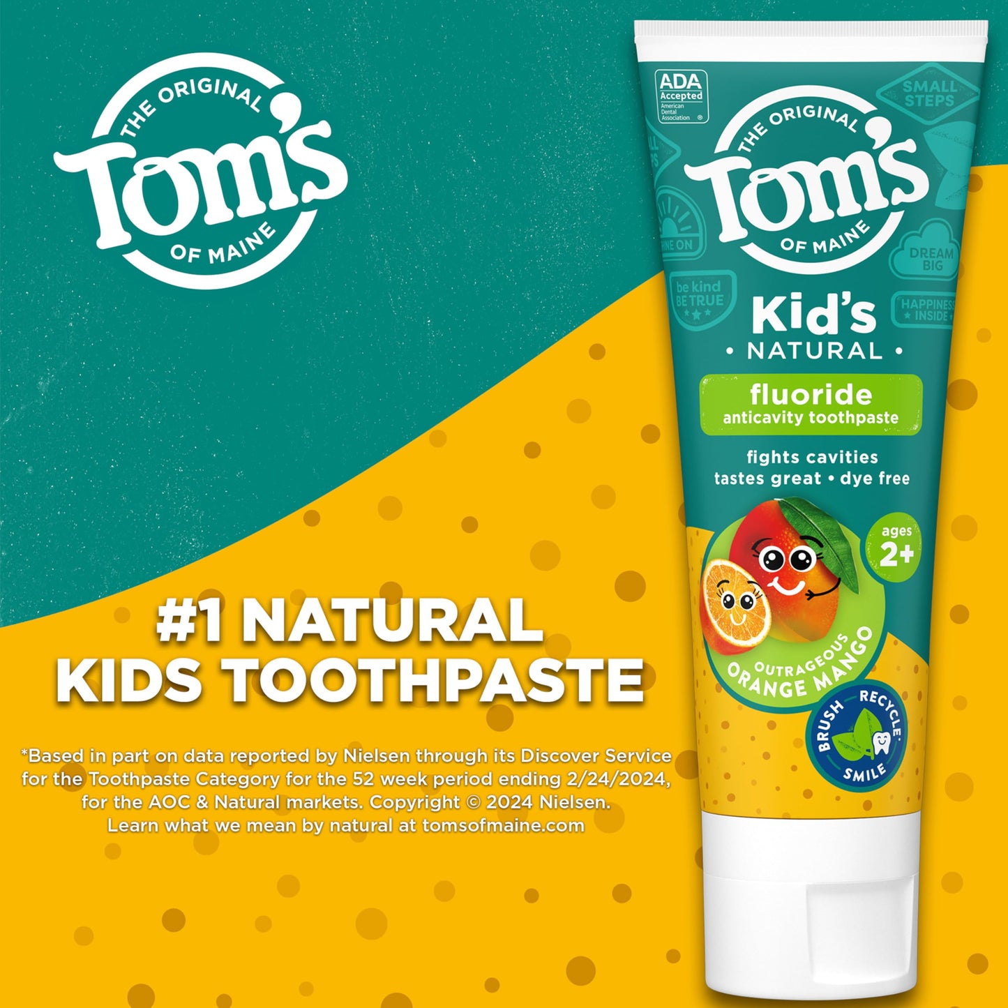 Tom's of Maine Kids Fluoride Toothpaste - Orange Mango 5.1 oz (3 Pack)