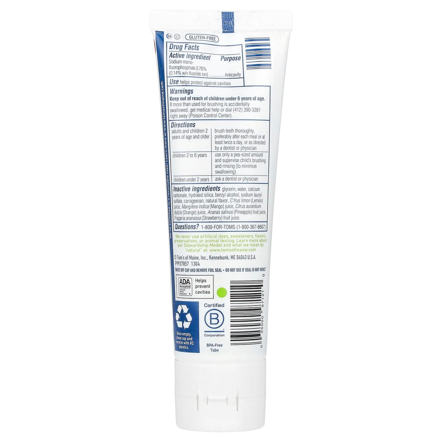 Tom's of Maine Kids Fluoride Toothpaste – Outrageous Orange Mango 5.1 oz