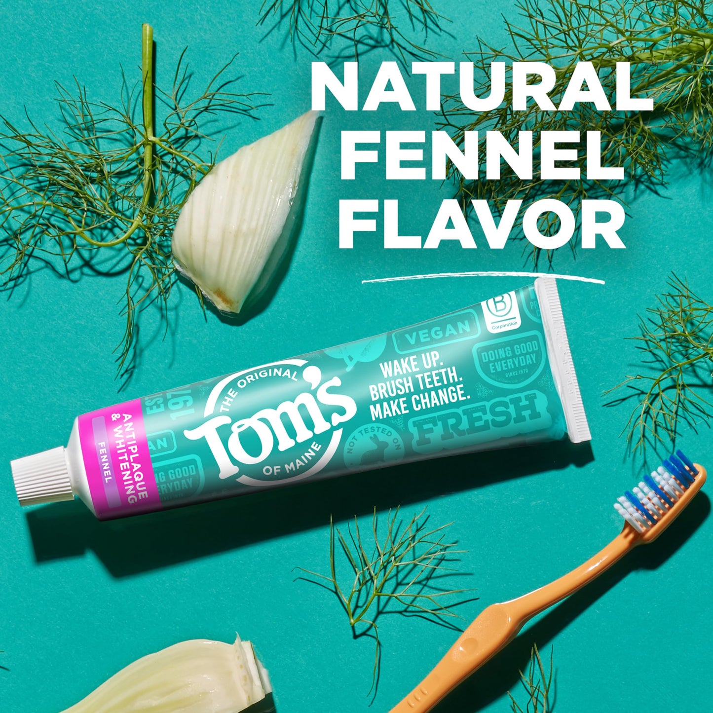 Tom’s of Maine Antiplaque and Whitening Fluoride Free Toothpaste - Fennel, 3 Pack, 4.5 oz