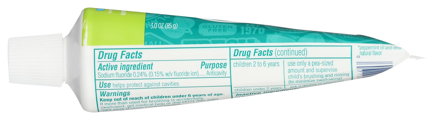 Tom's of Maine, Travel Size Anticavity Toothpaste - Fresh Mint, 3 Ounce
