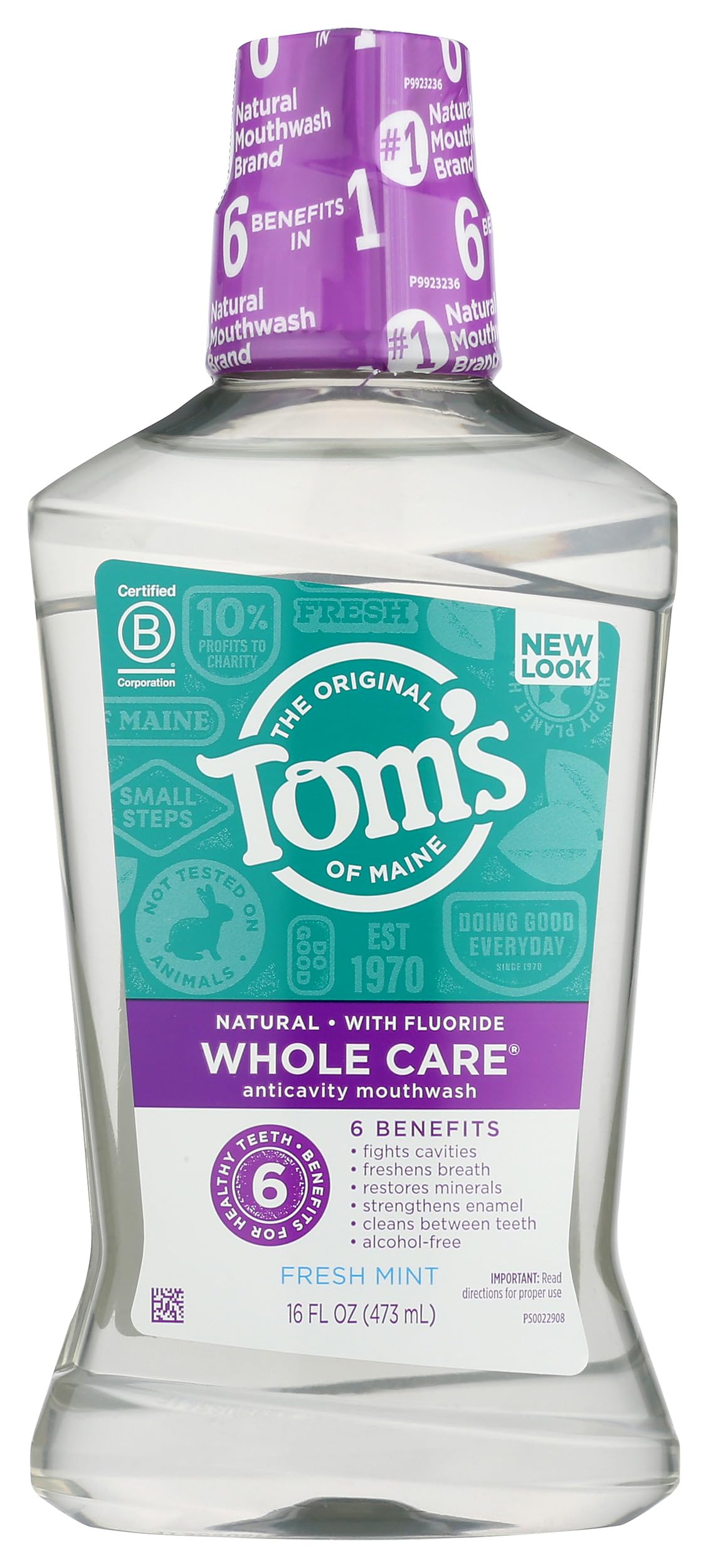 Tom's of Maine Whole Care Mouthwash – Fresh Mint, 16 oz