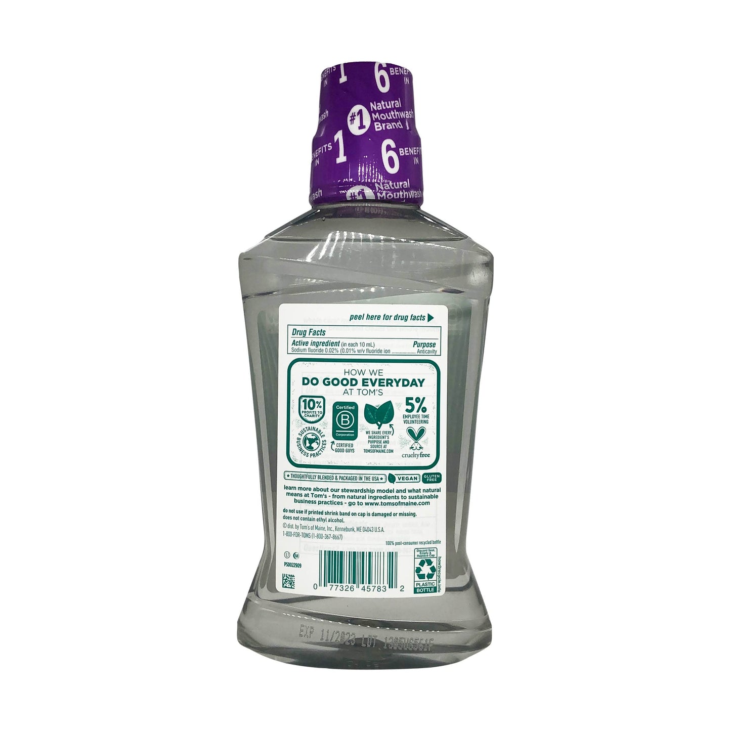 Tom's of Maine Whole Care Mouthwash – Fresh Mint, 16 oz
