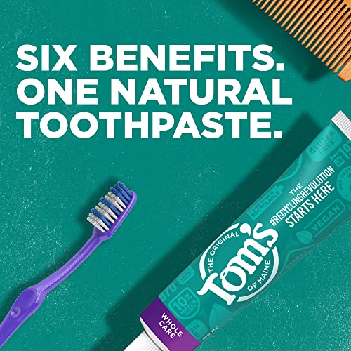 Tom's of Maine Whole Care Natural Fluoride Toothpaste – Peppermint, 4 oz, 3-Pack (Packaging May Vary)