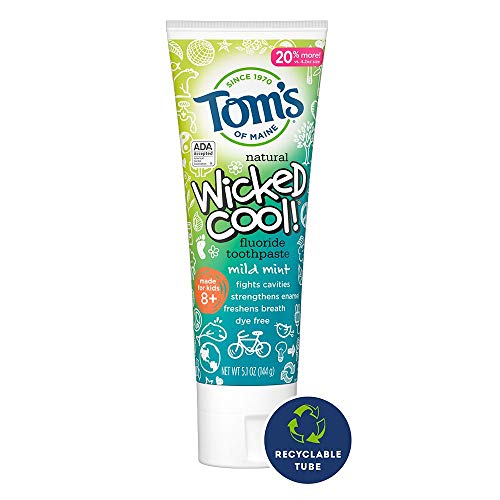 Tom's of Maine Wicked Cool! Kids Fluoride Toothpaste - Mild Mint, 4.2 oz, 3-Pack - ADA Approved