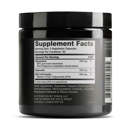 Toniiq 1600mg Resveratrol with MCT Oil – Ultra Purity, 3rd-Party Tested