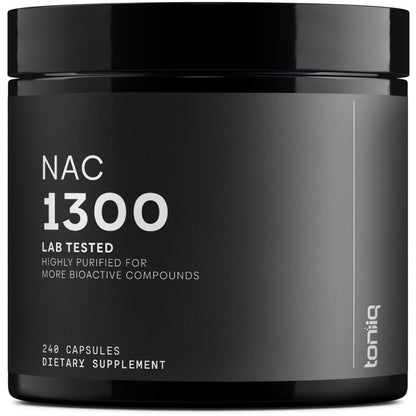 Toniiq NAC 1300mg – 4 Month Supply | 98%+ Purity | 240 Veg Capsules | Lab Tested