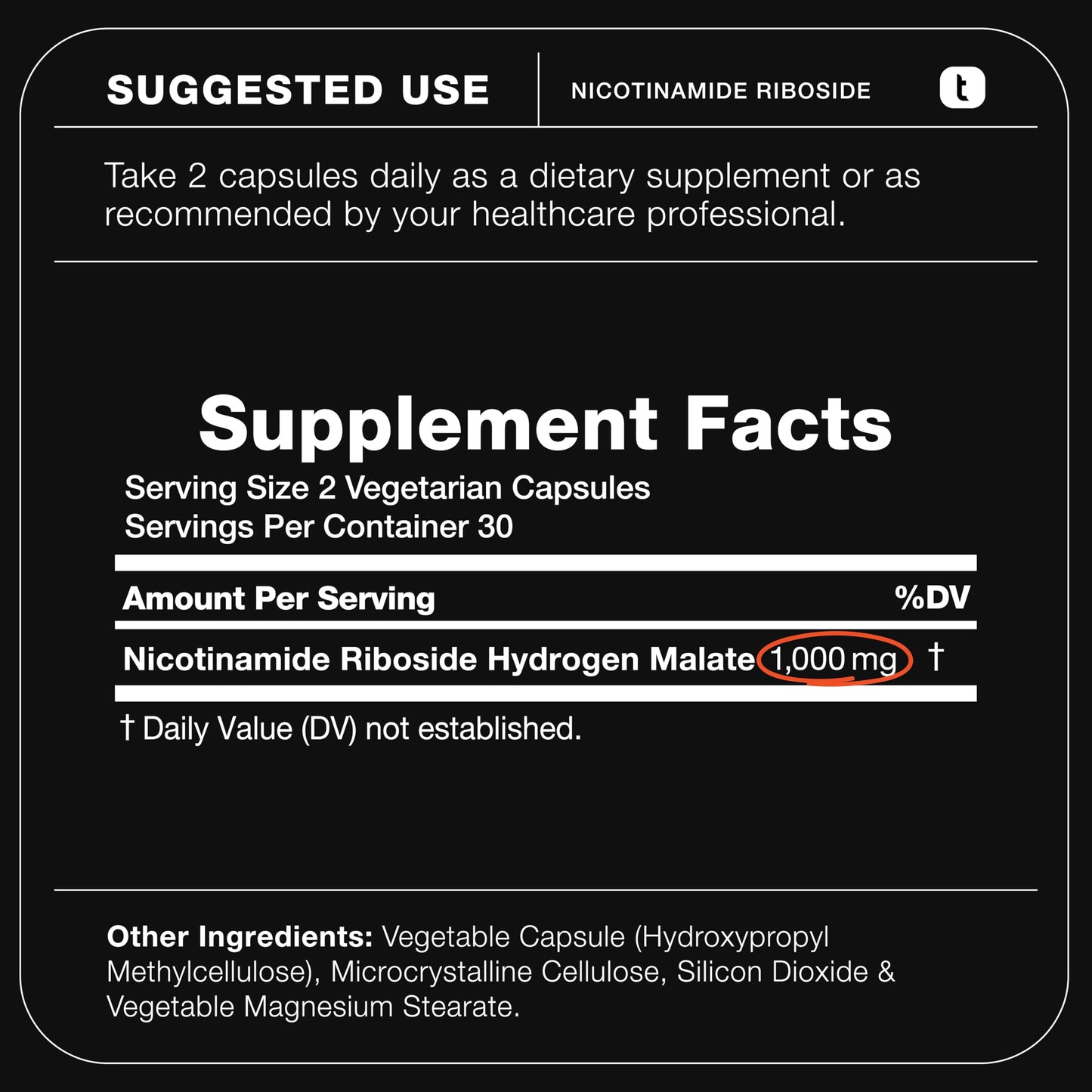 Toniiq Nicotinamide Riboside 1000 mg – High-Potency NR Supplement (60 Veg Capsules) | Third-Party Tested