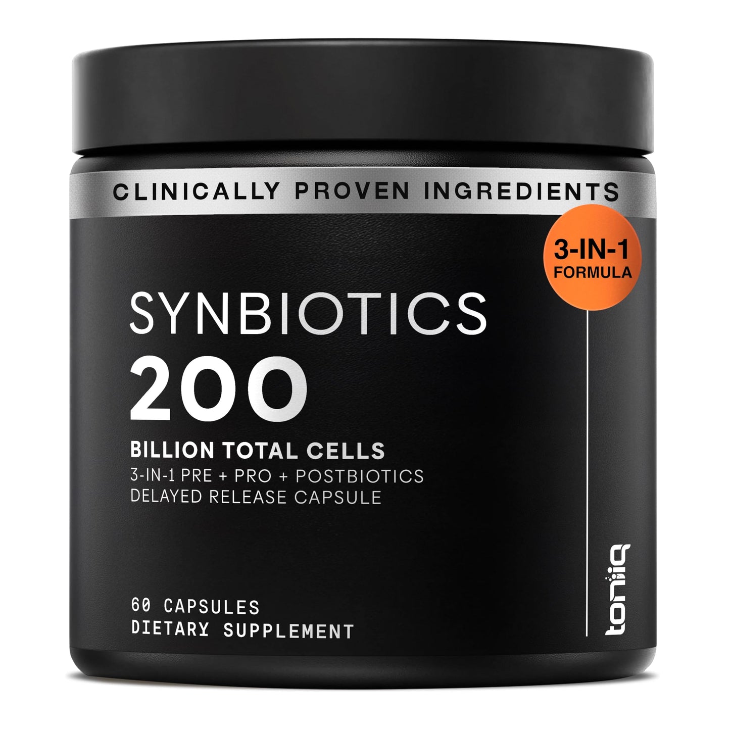 Toniiq Prebiotics and Probiotics – 200B TFU Synbiotic with IMMUSE and ButyraGen – 30 Strains – 60 Capsules
