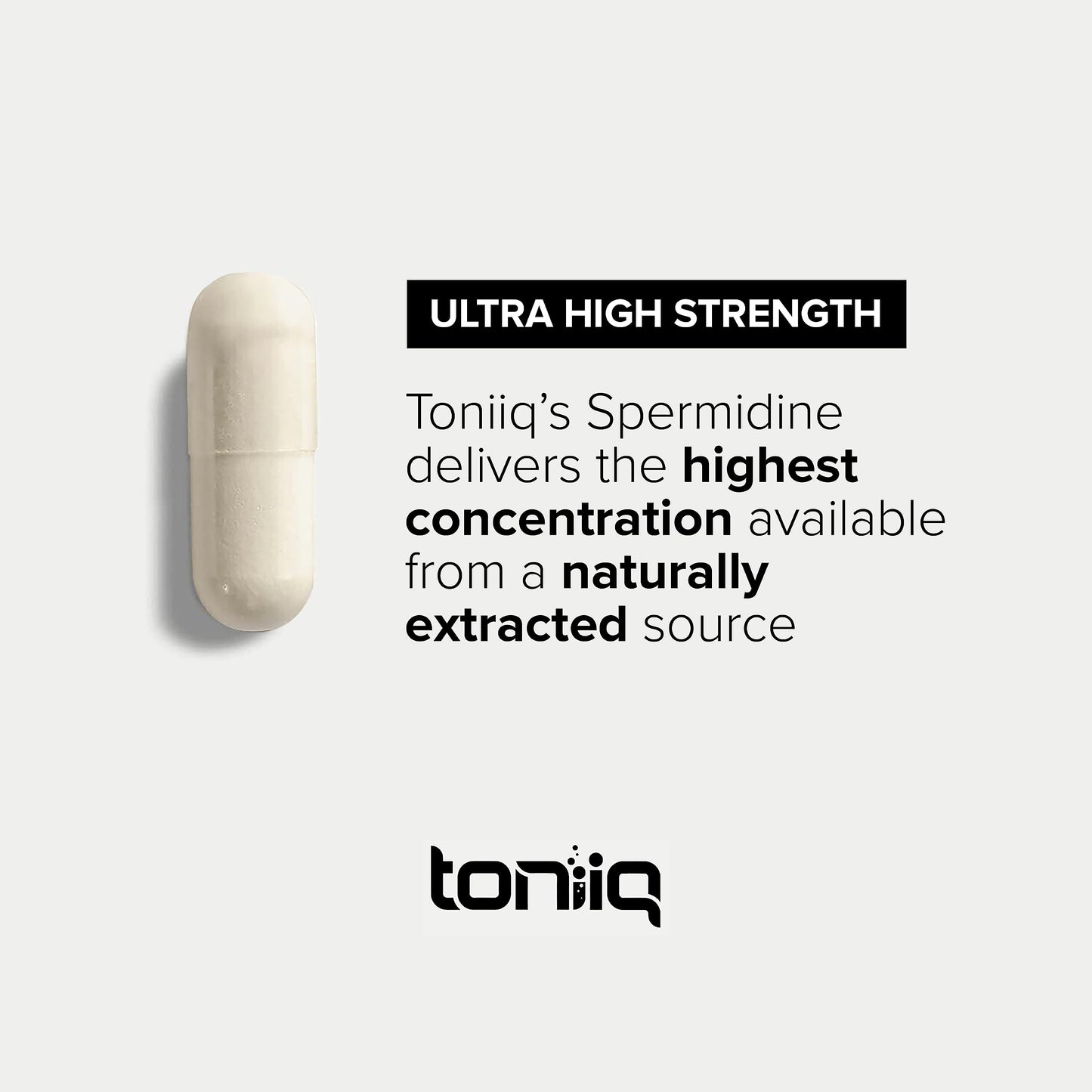 Toniiq Ultra Concentrated 500mg Spermidine – Non-Synthetic, Rice Germ Extract, 5 mg Serving