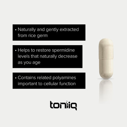 Toniiq Ultra Concentrated 500mg Spermidine – Non-Synthetic, Rice Germ Extract, 5 mg Serving