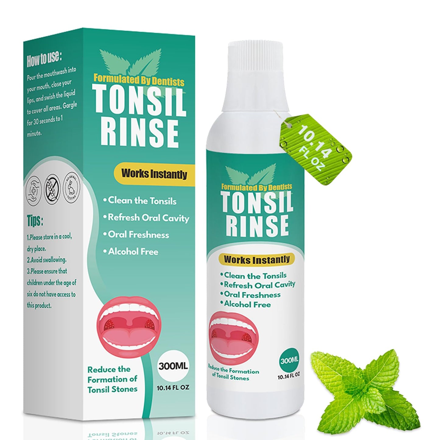 Tonsil Stone Remover with Alcohol-Free Oral Rinse – 300ml (10.14 fl oz) | Soothe Tonsils & Freshen Breath