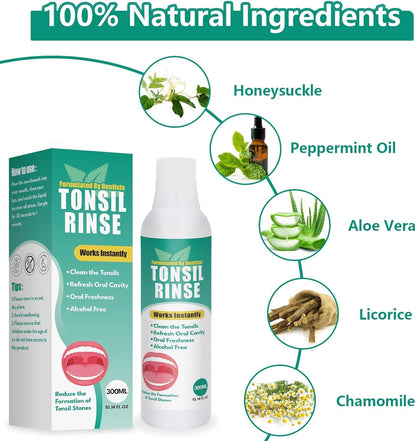 Tonsil Stone Remover with Alcohol-Free Oral Rinse – 300ml (10.14 fl oz) | Soothe Tonsils & Freshen Breath